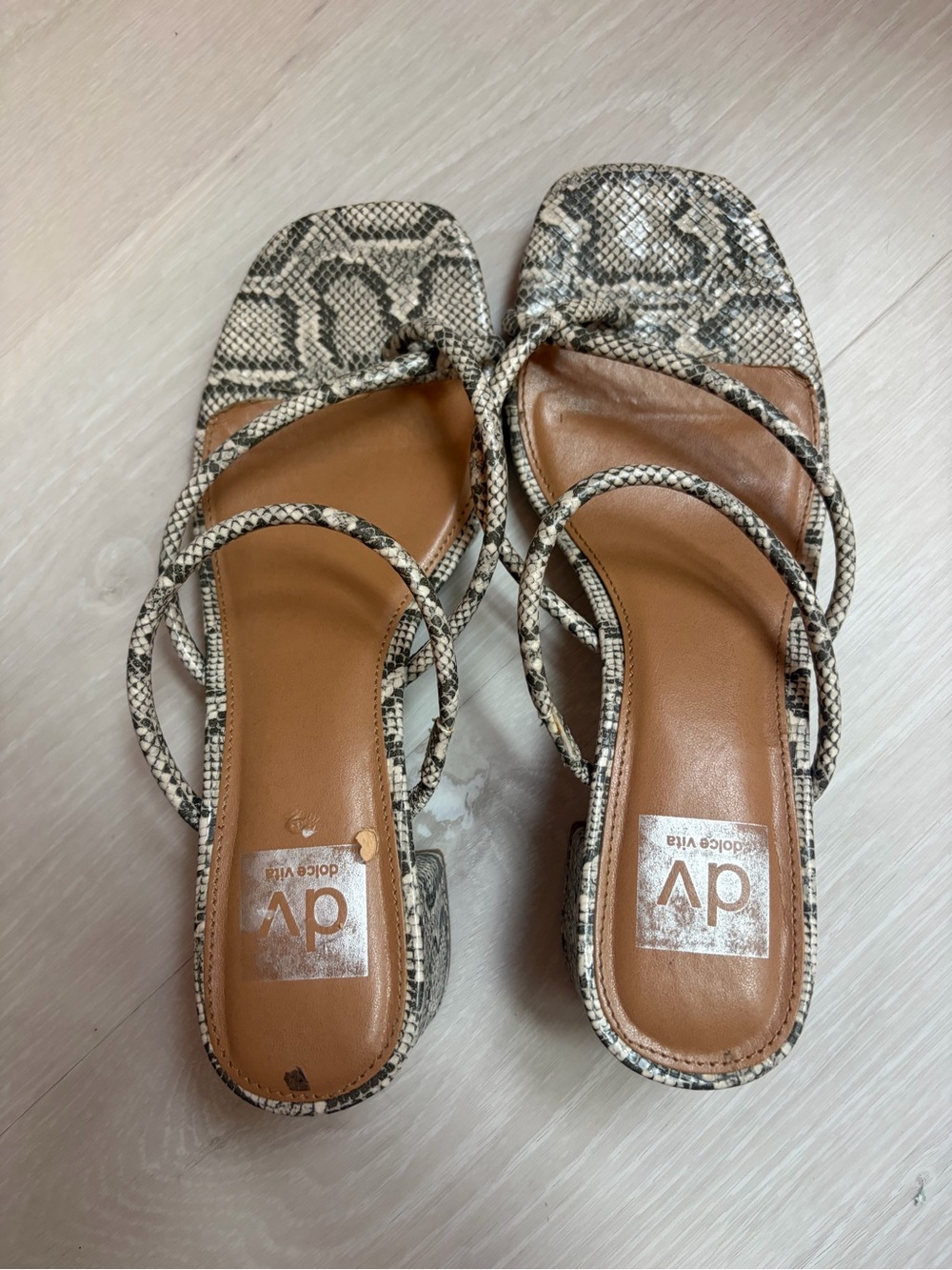 DV by Dolce Vita Neutral Snake-Print Strappy Mules